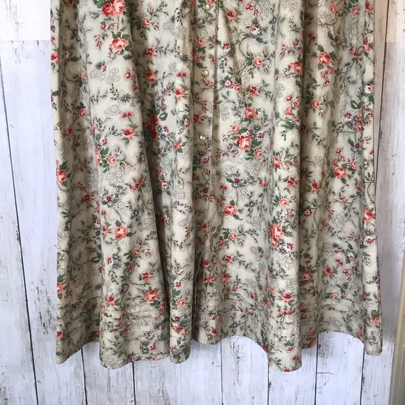 RALPH LAUREN Prairie Peasant Skirt / Pearl Snap Buttons + Pretty Calico Print - Picture 4 of 12